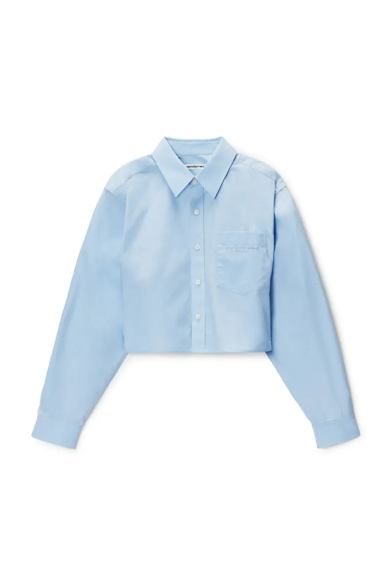 EMBROIDERED LOGO CROPPED SHIRT