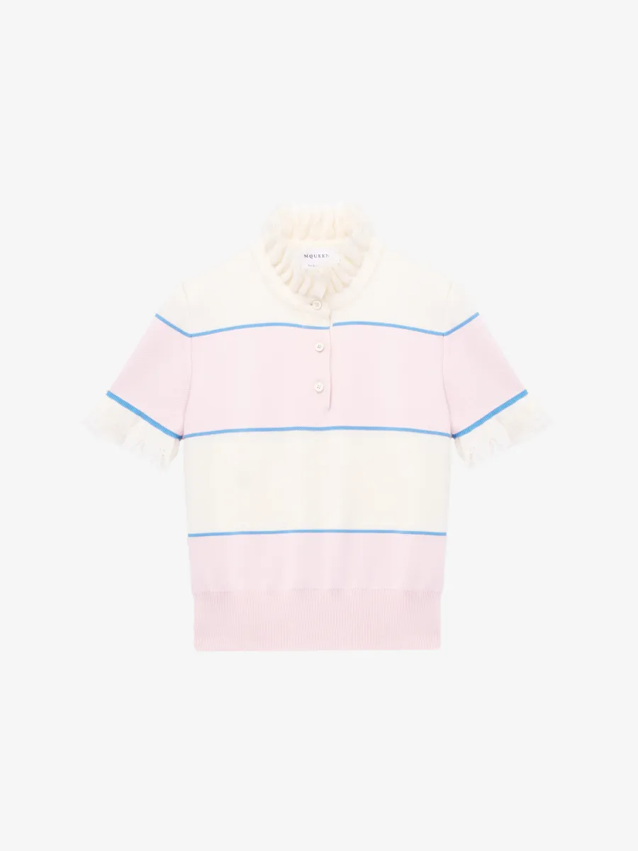 Ruffle Trim Striped Top