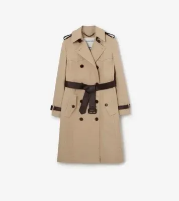 Long Silk Cotton Foxfield Trench Coat in Oatmeal beige