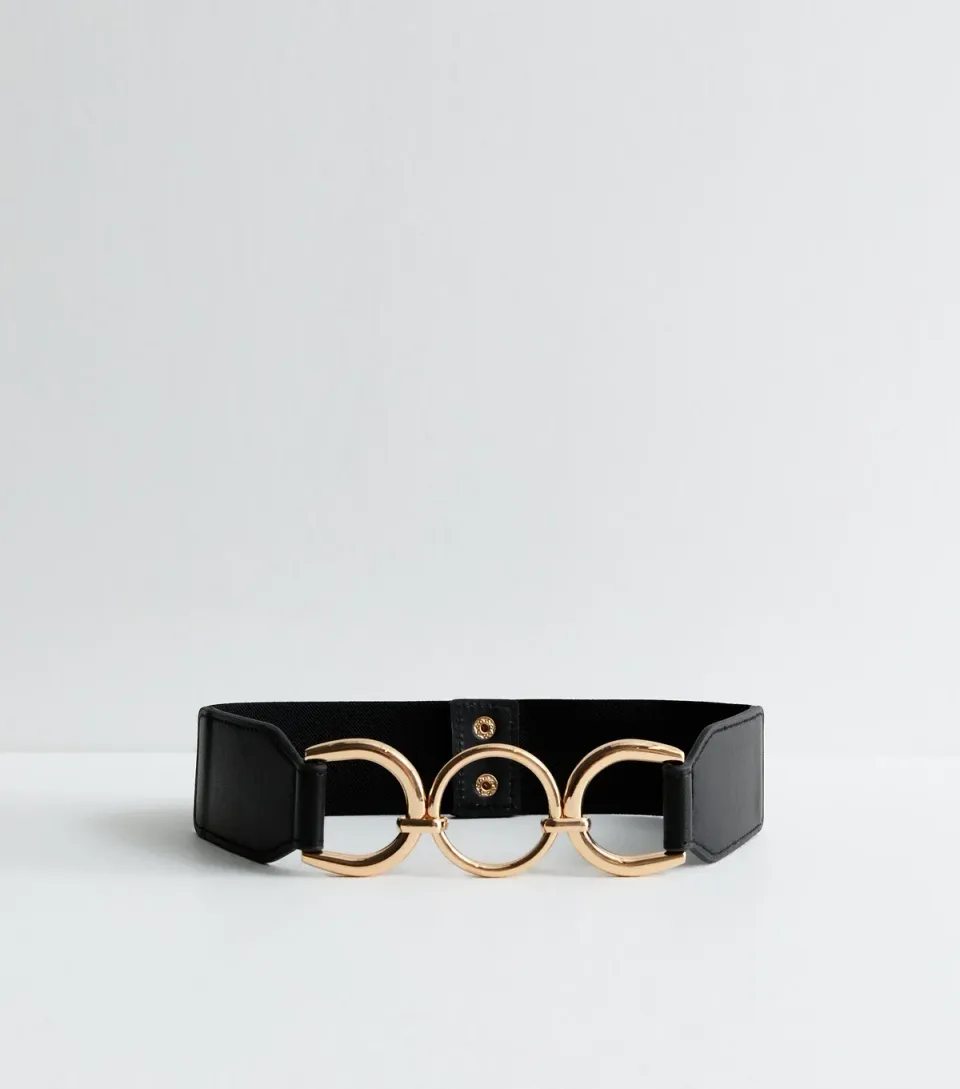Black Circle Buckle Stretch Belt