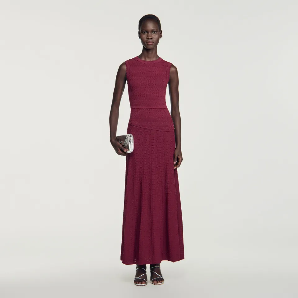 Pointelle knit maxi dress
