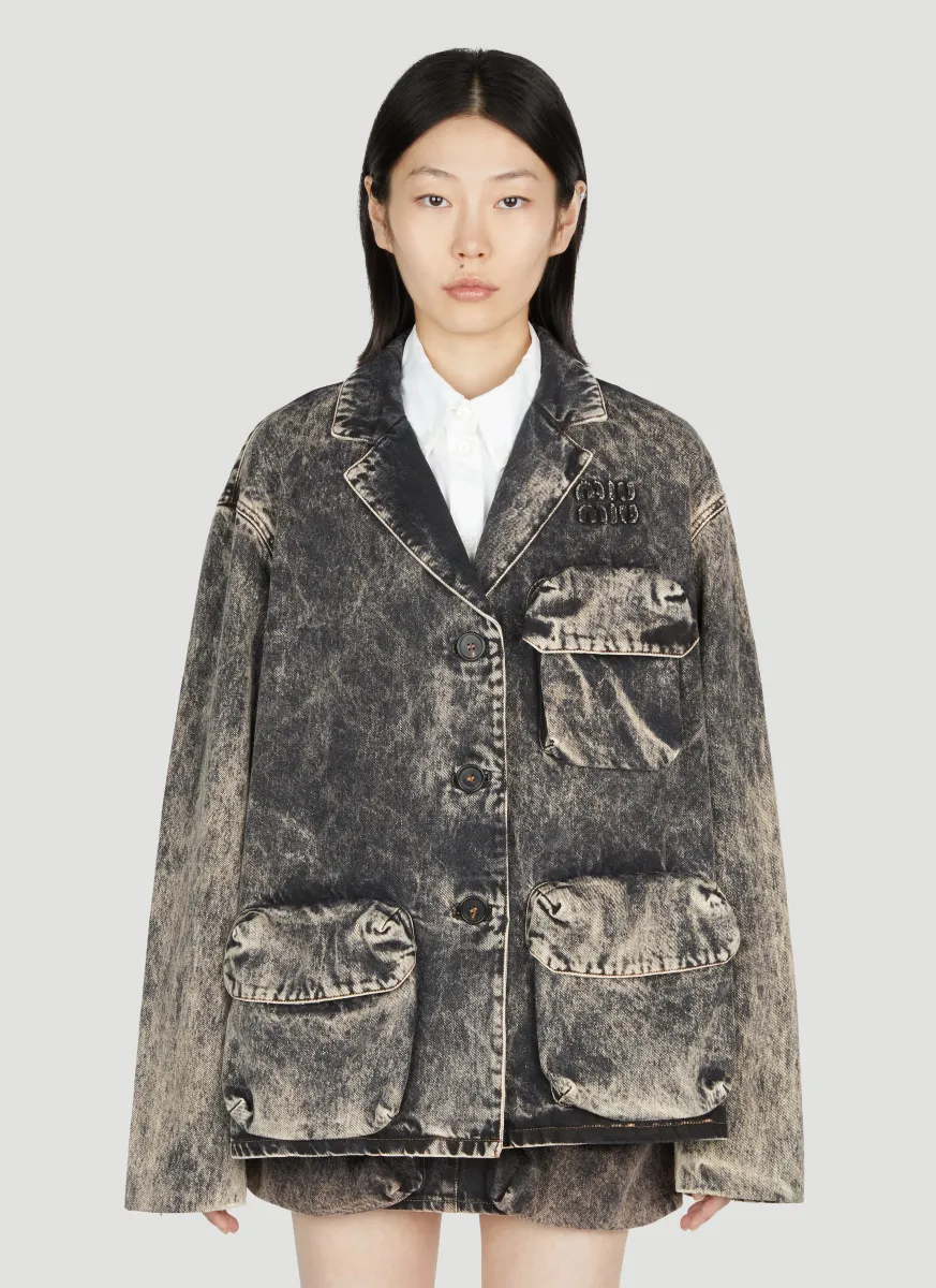 Marbleized Denim Blazer