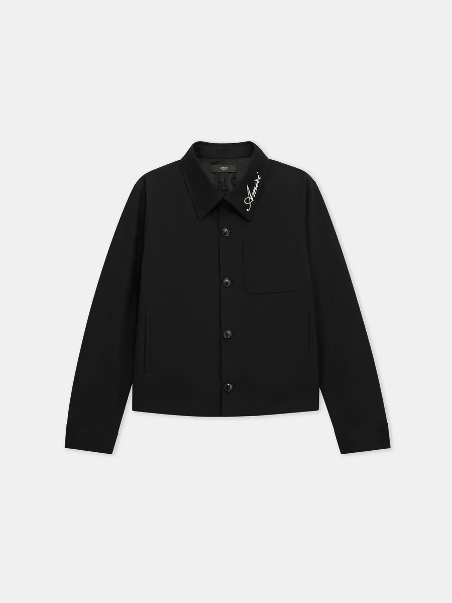 SCRIPT COLLAR SHIRT JACKET - Black