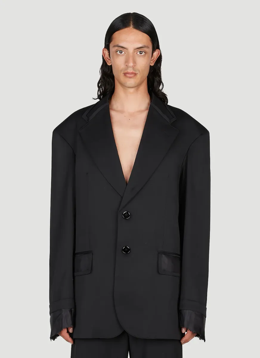 Satin Trim Oversized Blazer