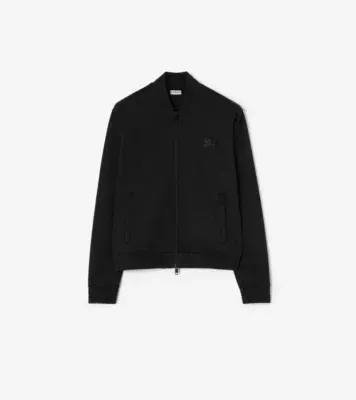 Cotton Blend Track Jacket in Black