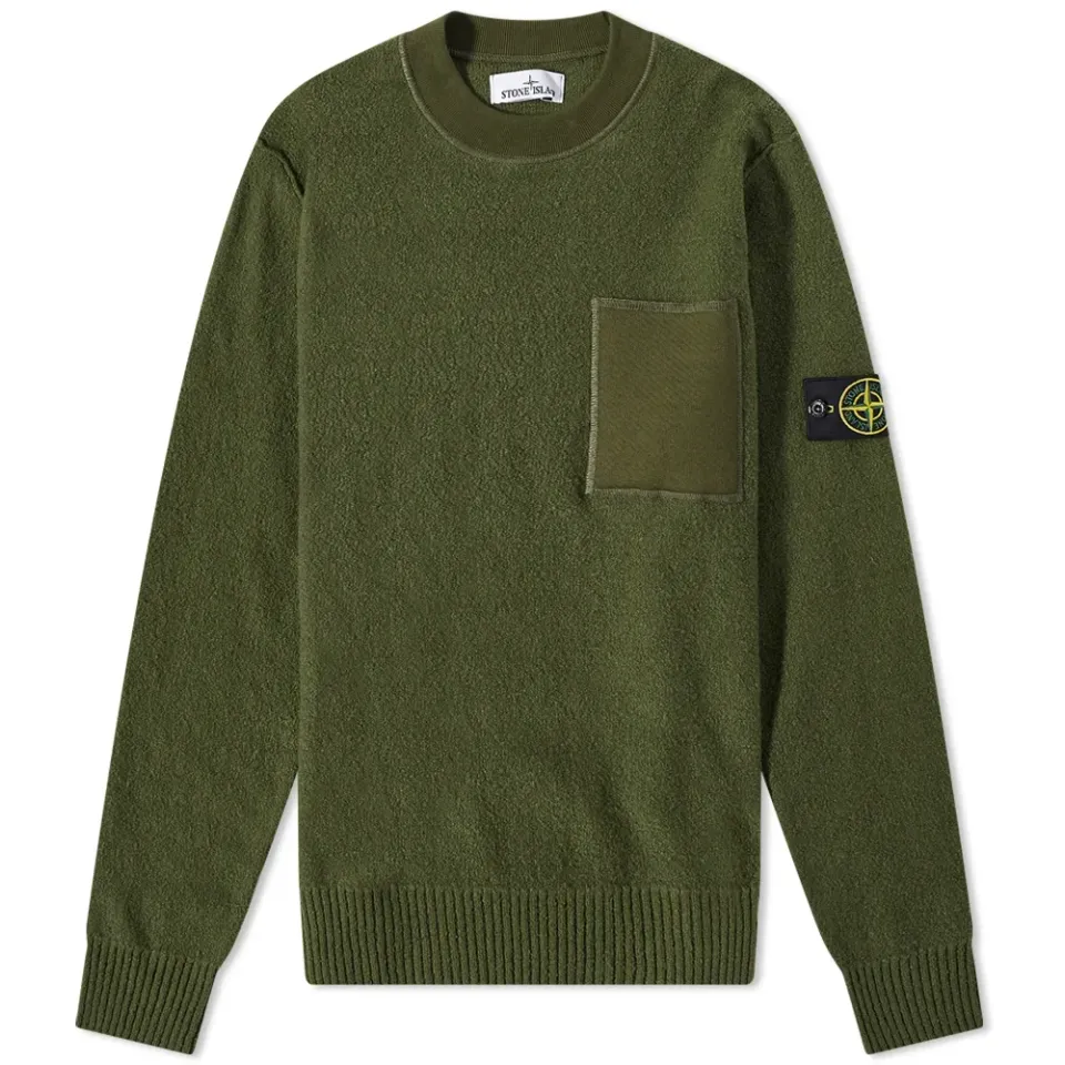 Soft Cotton Wool Patch Detail Crew Knit