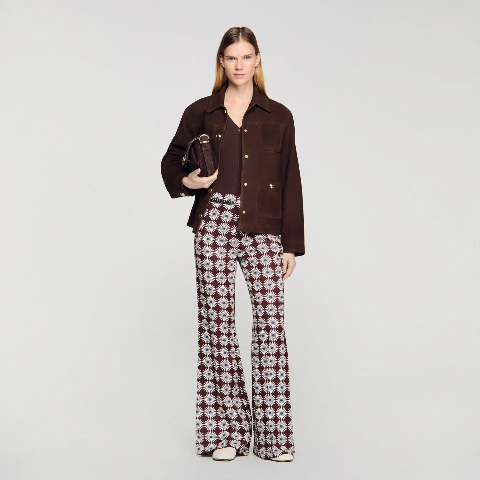 Floral-print floaty trousers