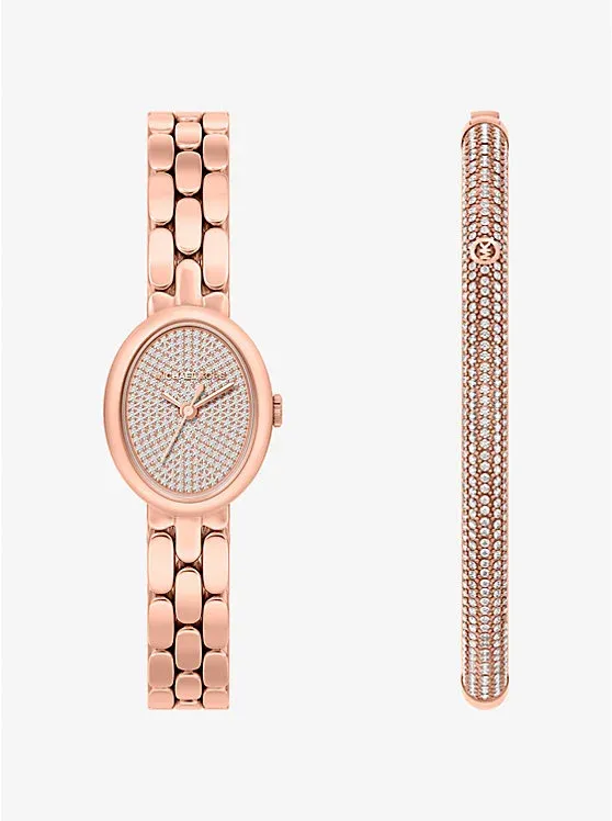 Petite Maude Rose Gold-Tone Watch and Pavé Bangle Jewelry Gift Set