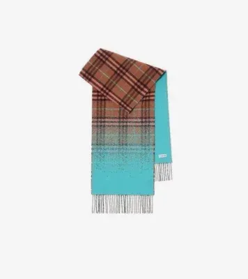 Gradient Check Cashmere Scarf in Ginger brown
