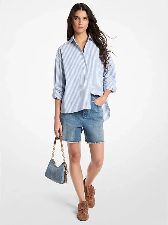 Striped Stretch Cotton Blend Shirt