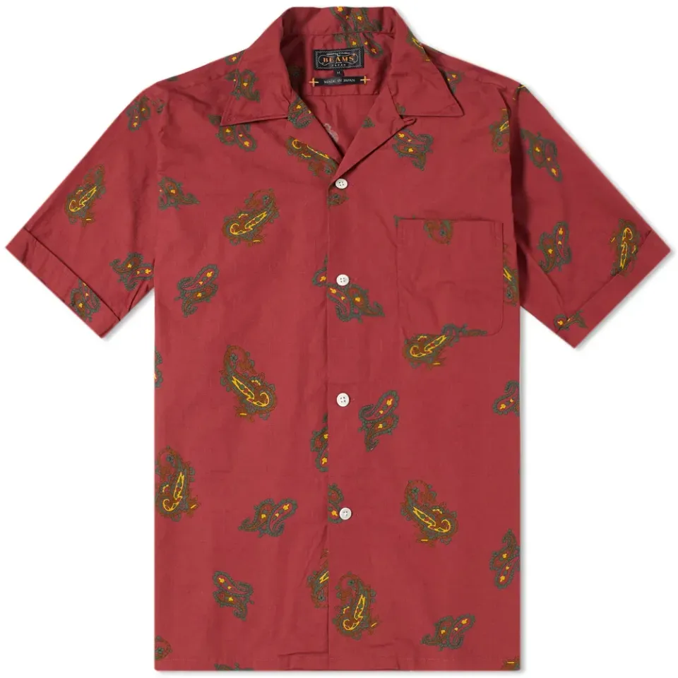 Short Sleeve Large Paisley Print Vacation Shirt