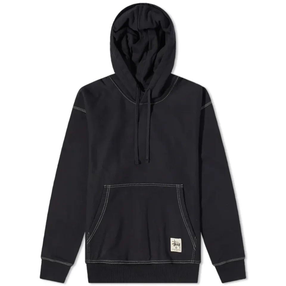 Contrast Stitch Label Hoodie