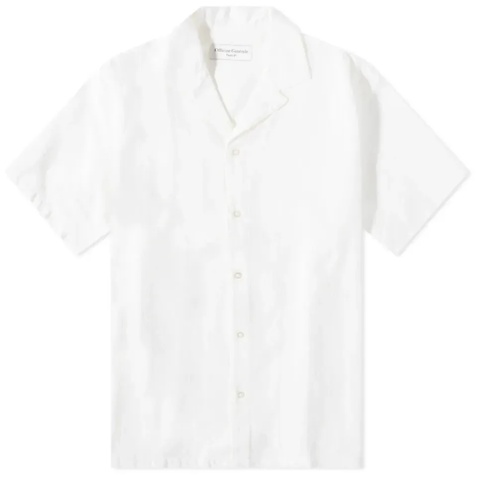 Officine Générale Eren Short Sleeve Cotton Lace Shirt