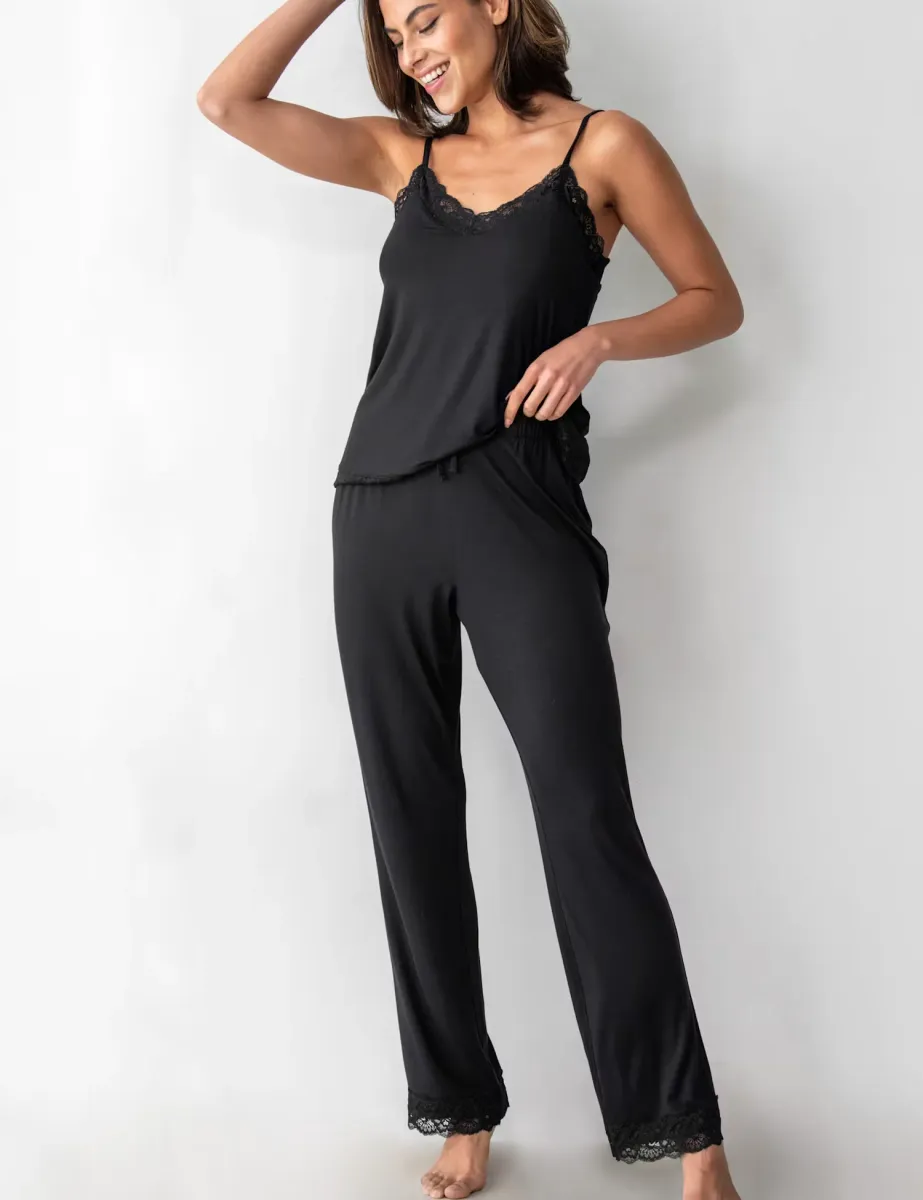 Sofa Loves Lace Pyjama Bottoms Black