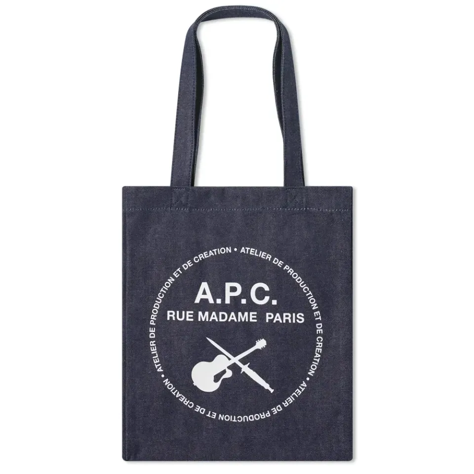A.P.C. Guitar Logo Denim Tote Bag