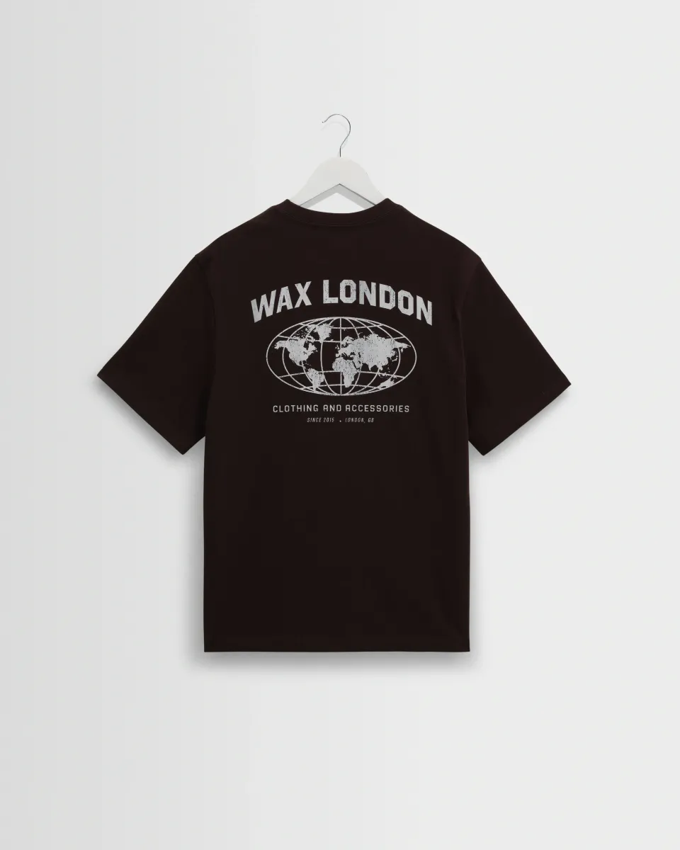 Dean - Brown and Off-White Globe Graphic Cotton t-Shirt