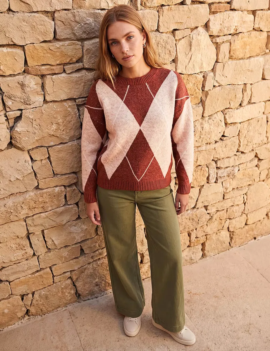 Argyle Jumper Dark Orange