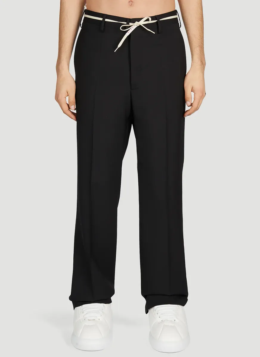 Shoe Lace Belt Wool Pants