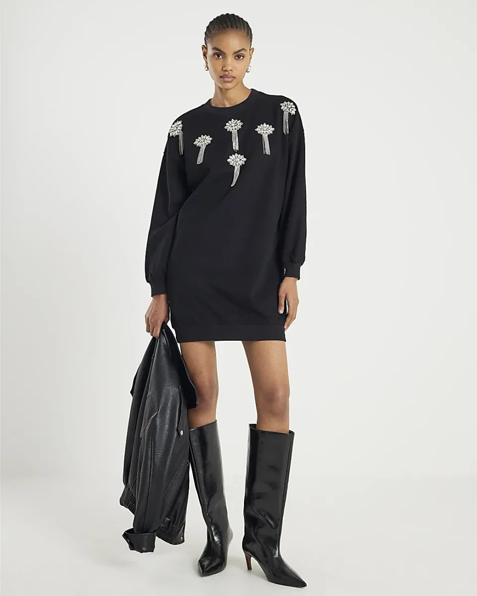 Embellished Sweatshirt Dress