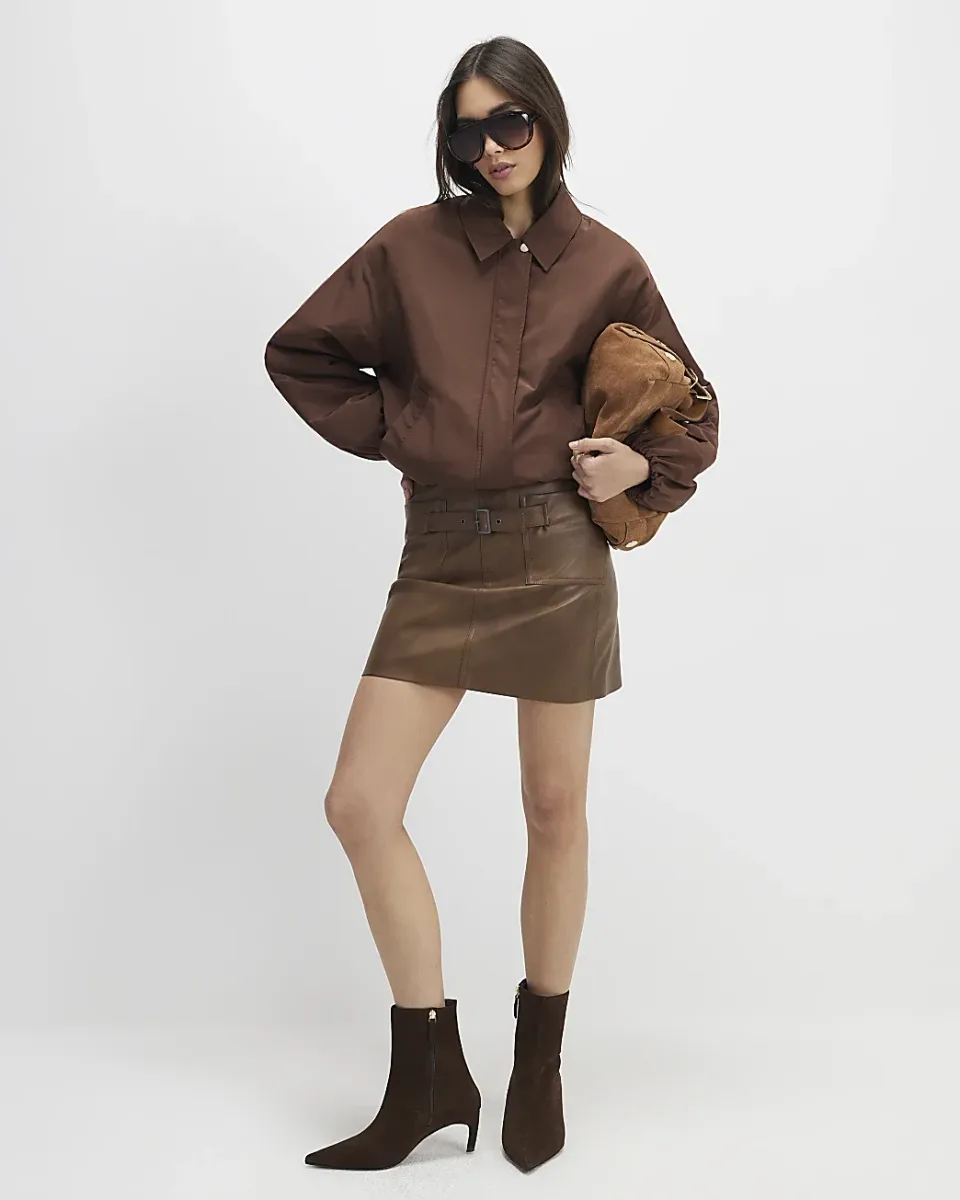 Faux Leather Belted Mini Skirt