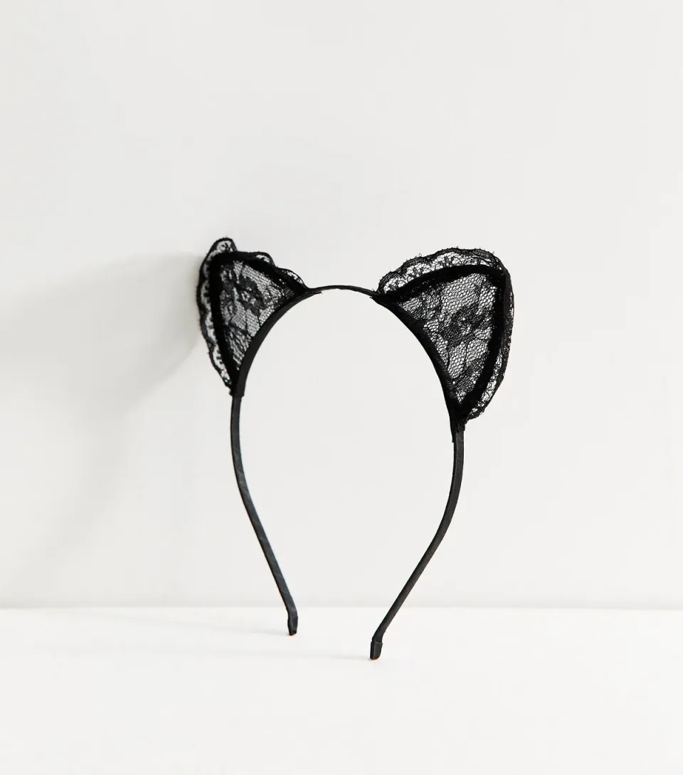 Black Lace Cat Ears Headband