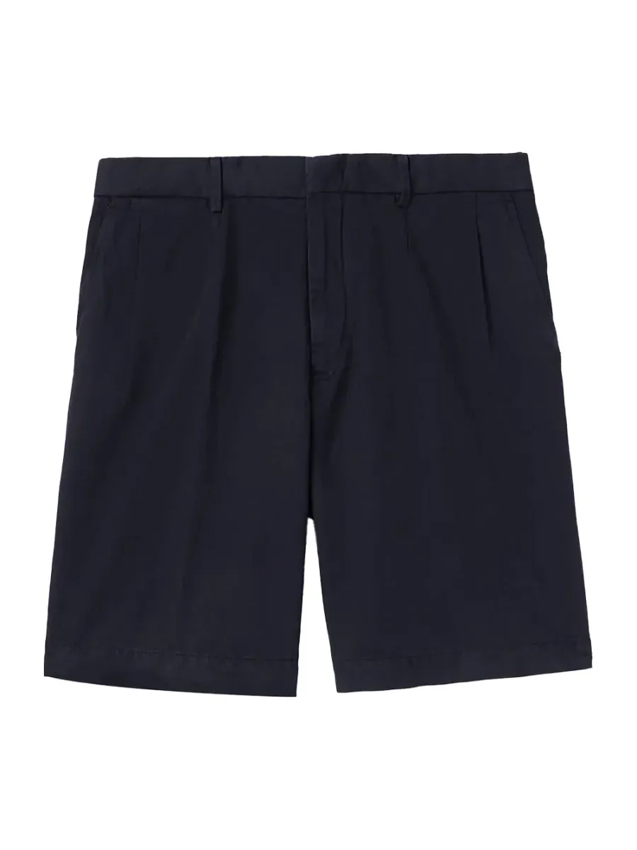 Straight-Leg Pleated Shorts Navy