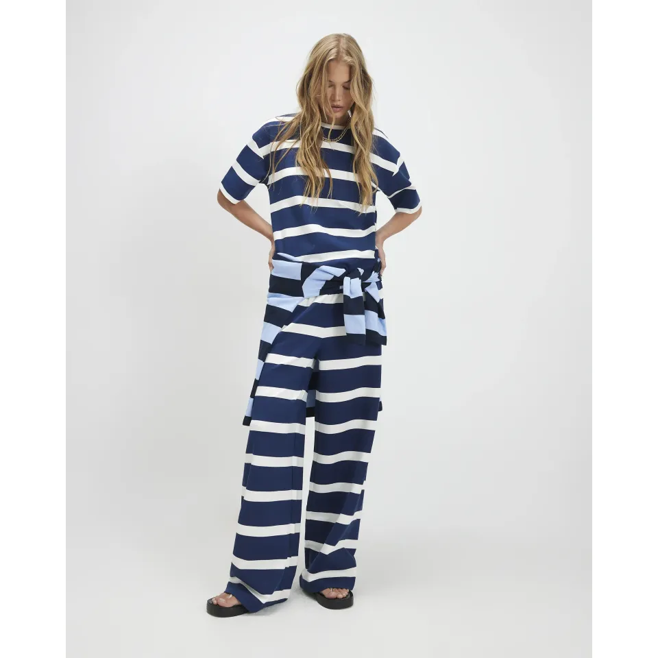 Horizontal Stripe Wide Leg Joggers