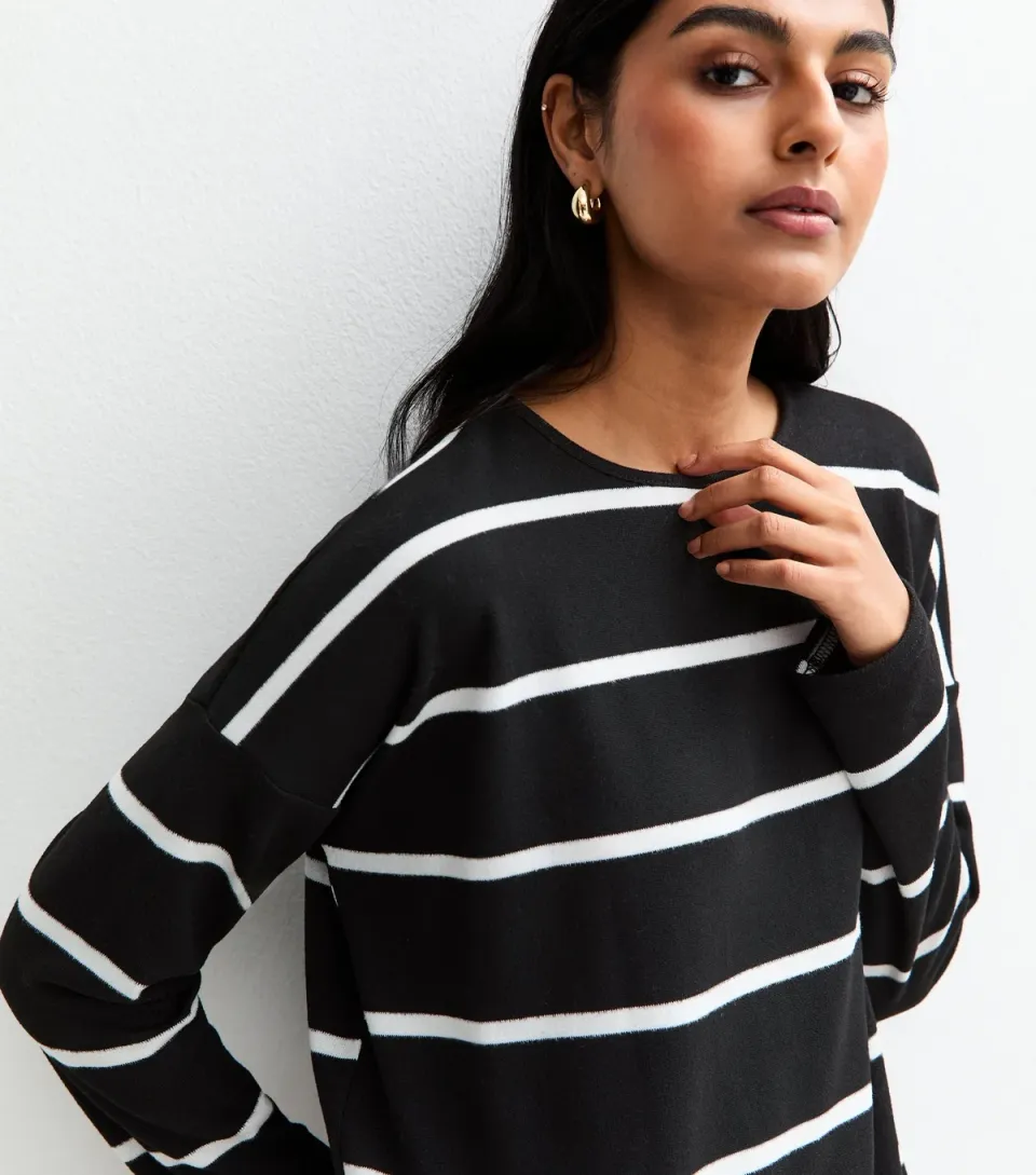 Women's Green Soft Touch Striped Long Sleeve Top