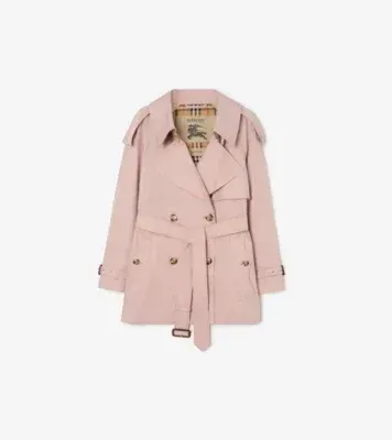 Short Tropical Gabardine Fitzrovia Trench Coat in Pale sugar pink