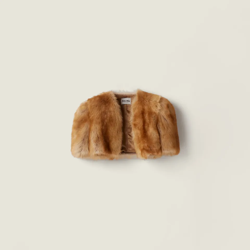 Shearling fur bolero jacket