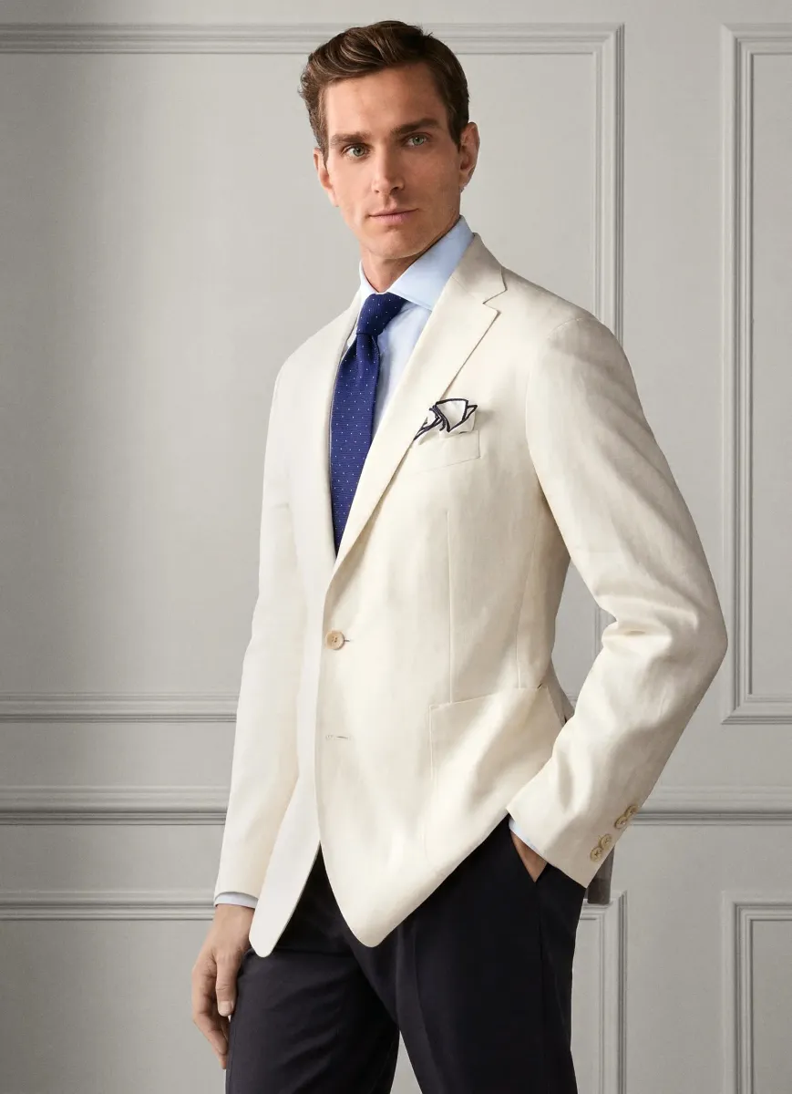 Linen-Cotton Herringbone Blazer