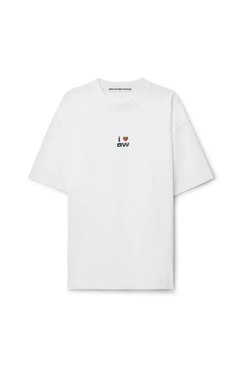 CRYSTAL HOTFIX I HEART AW OVERSIZED TEE