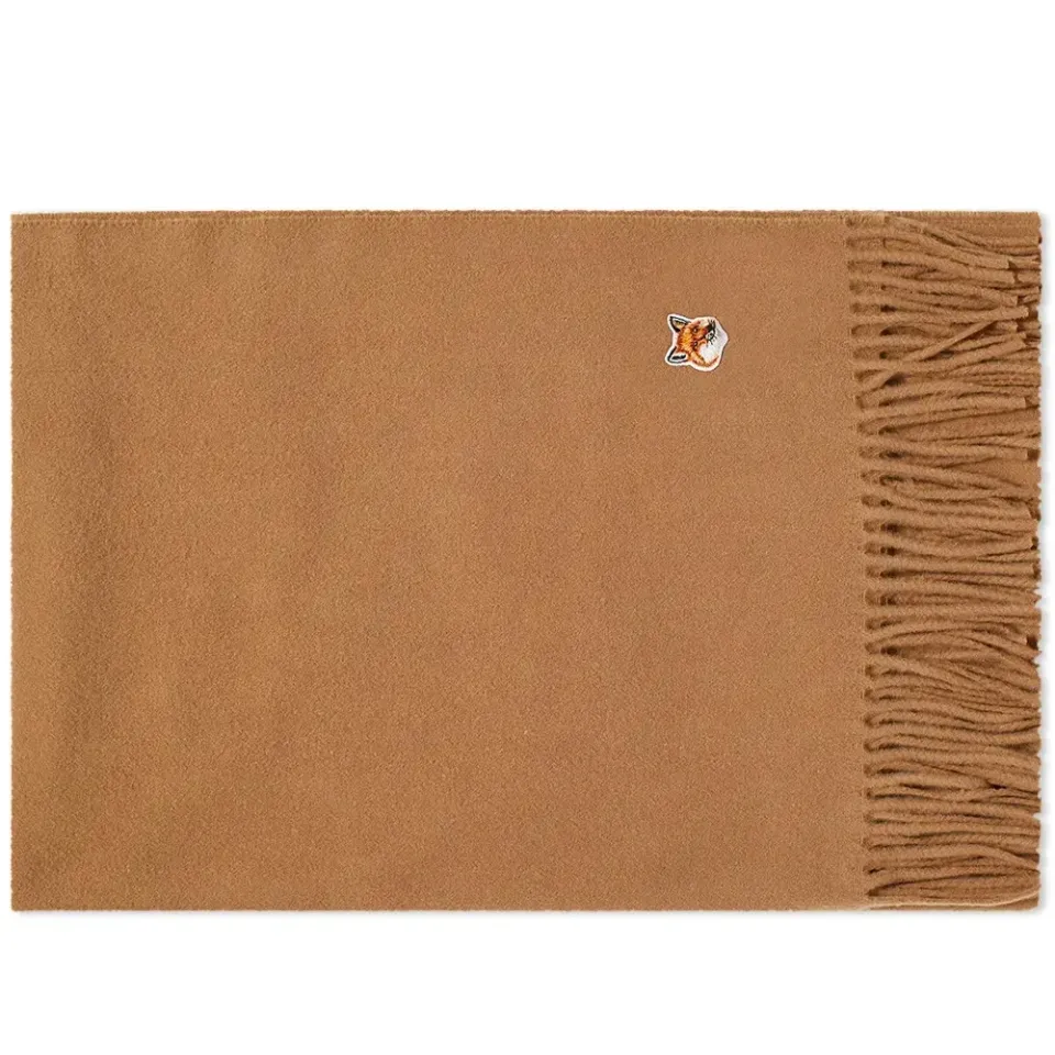 Maison Kitsuné Small Fox Head Wool Scarf