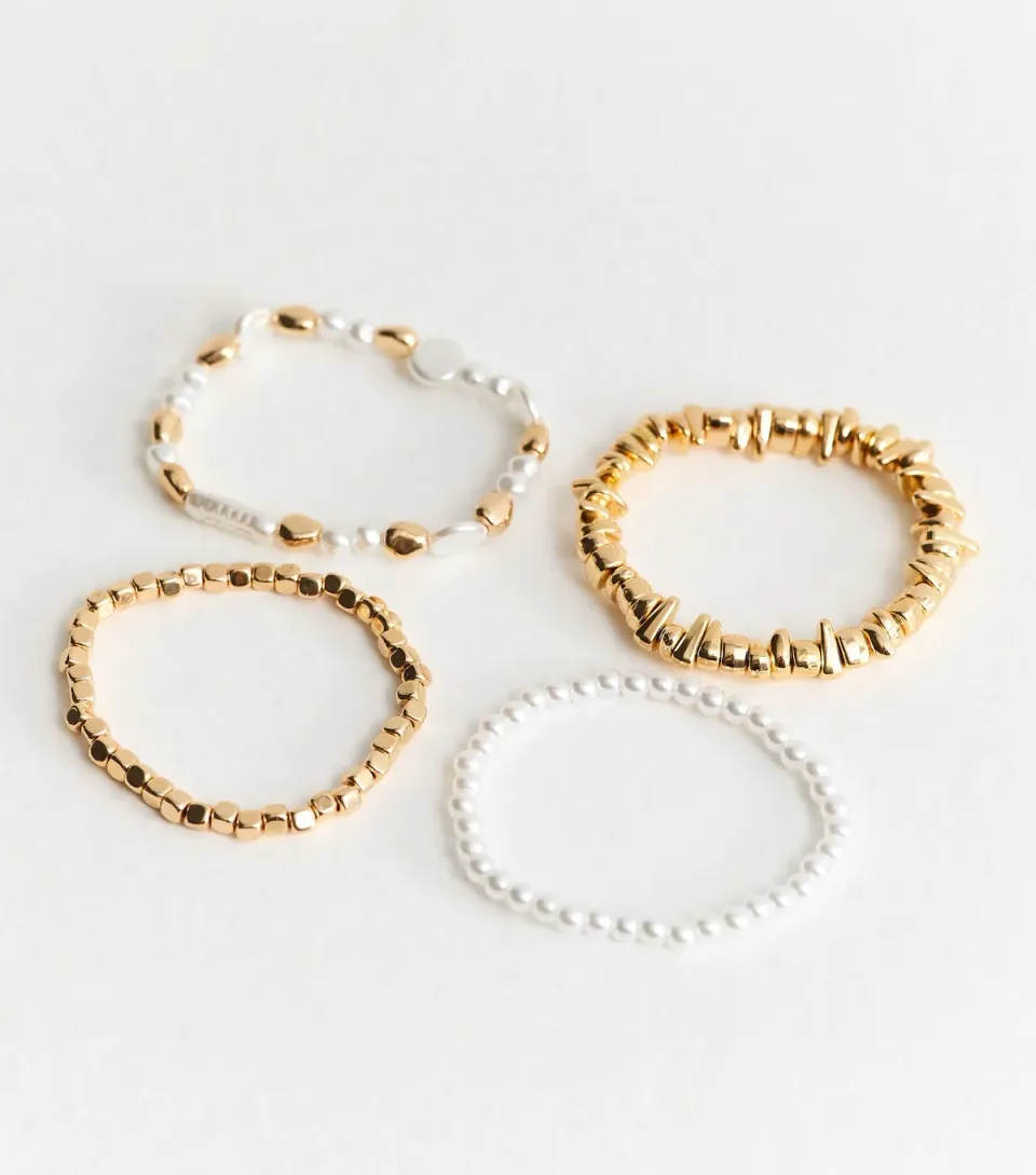 Pack of 4 Mixed Beaded Stretch Bracelets