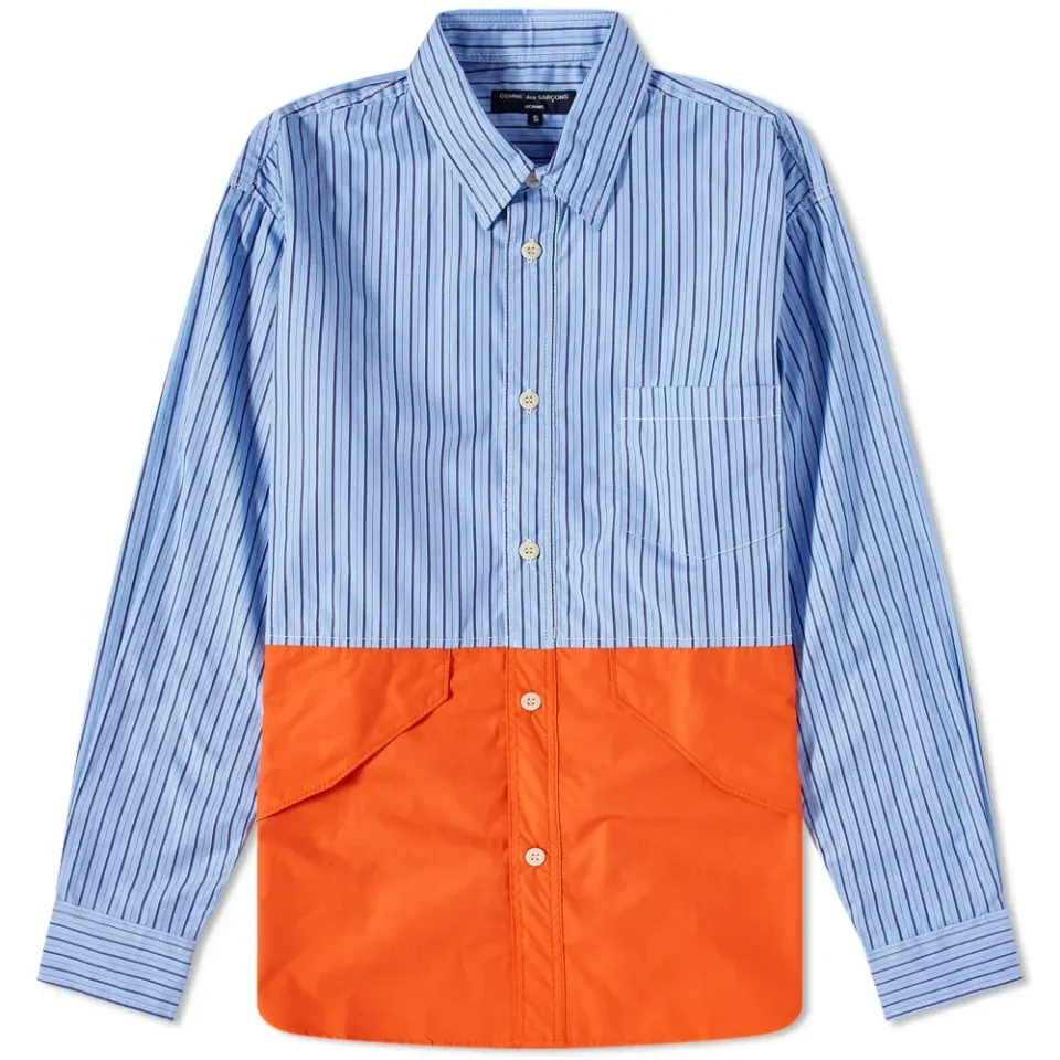 Nylon Hem Striped Shirt
