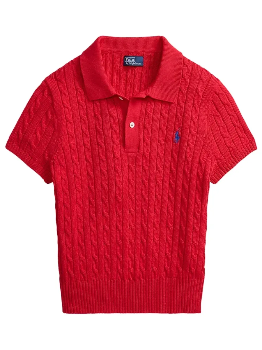 Cropped Polo Shirt Red