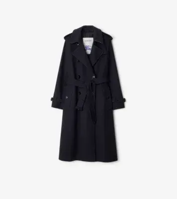 Long Cashmere Kensington Trench Coat in Navy