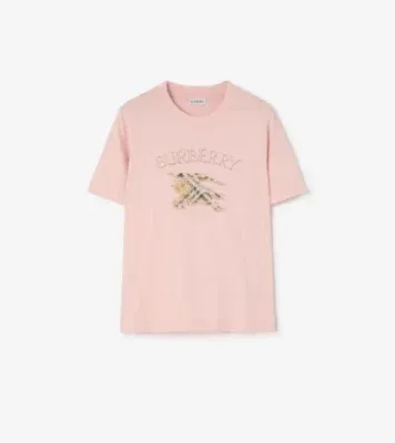 Knight Check Cotton T-shirt in Bouquet pink