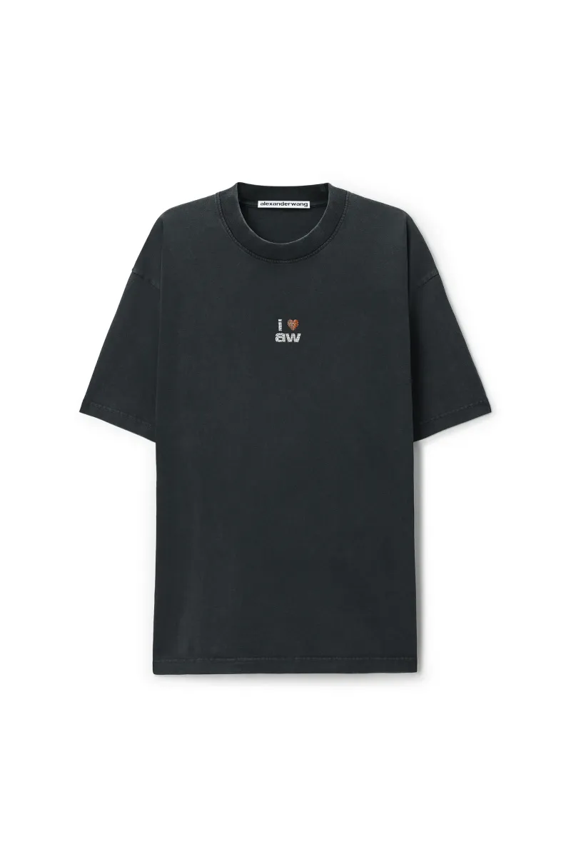 CRYSTAL HOTFIX I HEART AW OVERSIZED TEE