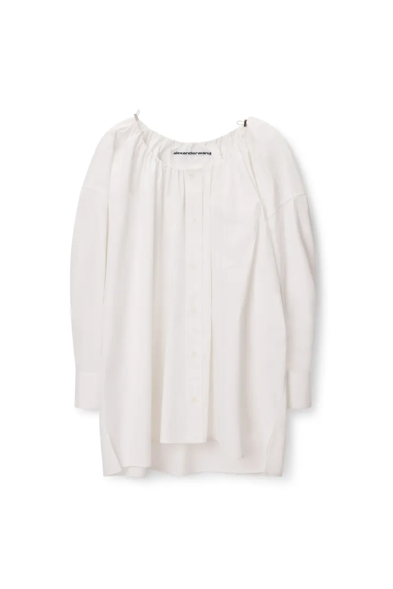 BUNGEE SCOOP NECK MINI SHIRT DRESS