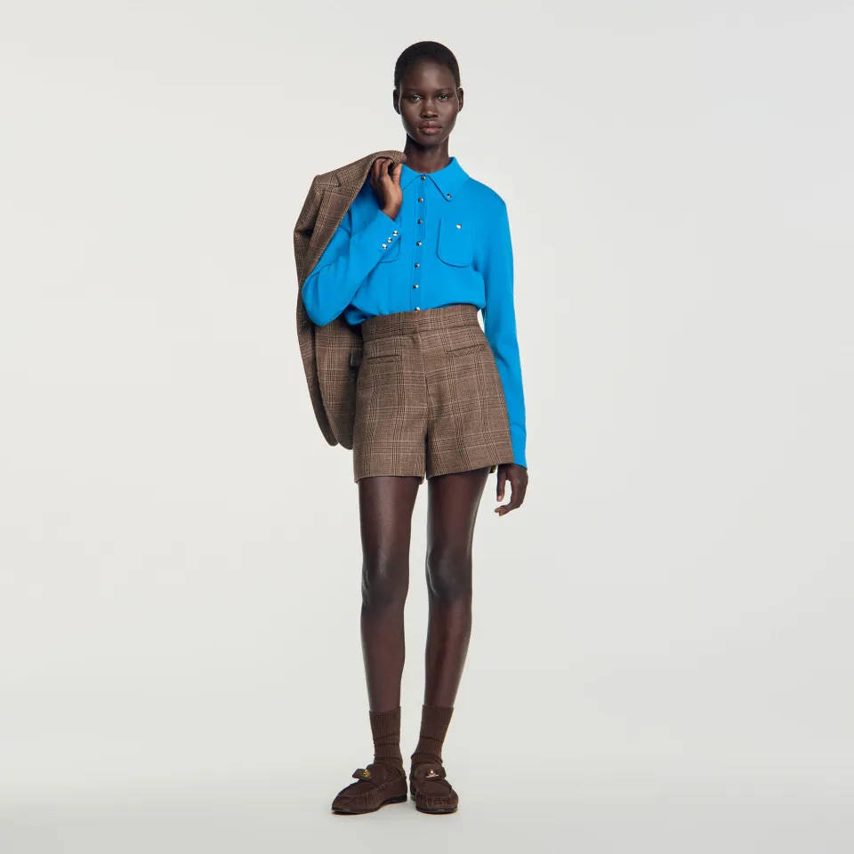 Check wool shorts
