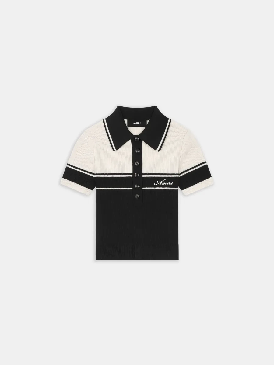 WOMEN - WOMEN'S SCRIPT KNIT SLIM POLO - Black