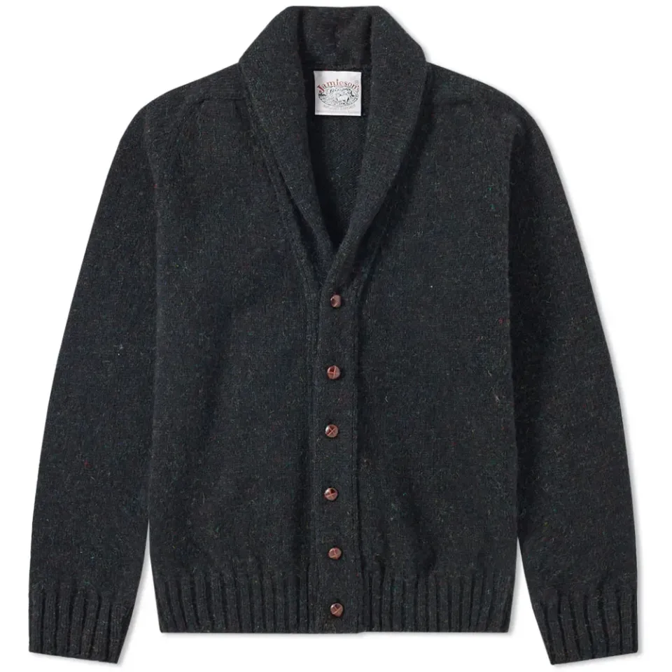 Jamieson's of Shetland Elbow Patch Shawl Collar Cardigan