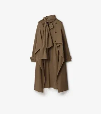 Long Silk Scarf Trench Coat in Stoat brown