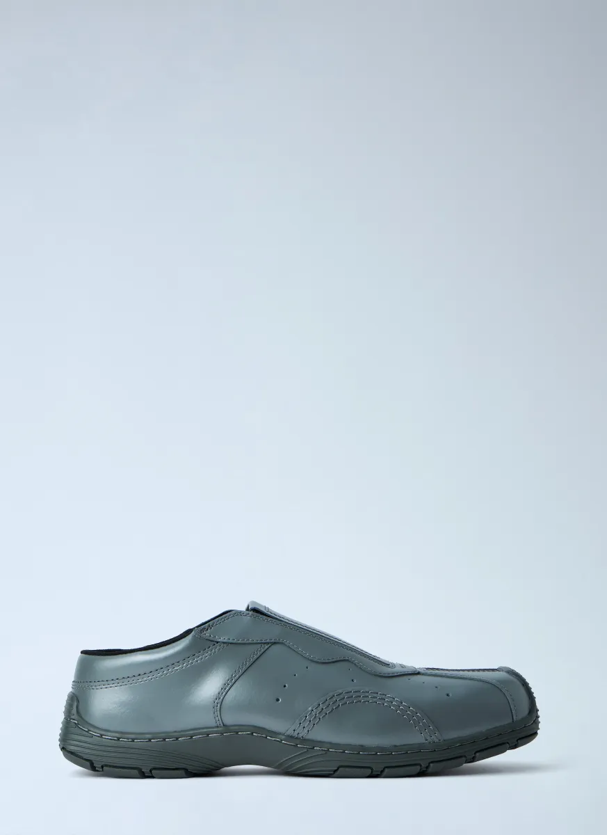 Aurix Gunmetal Satin Finish Leather Slip Ons