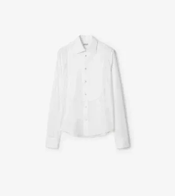 Slim Fit Cotton Tuxedo Shirt in White