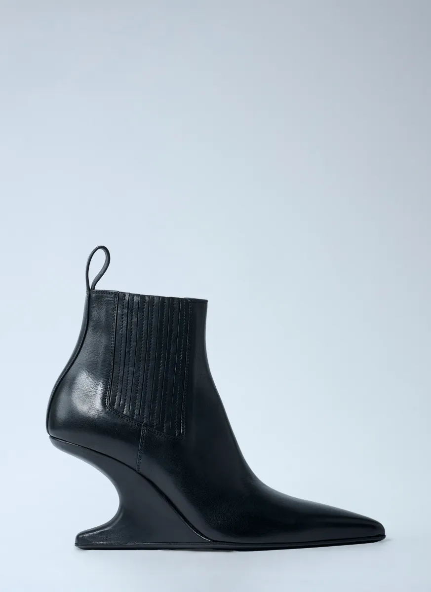 Leather Wedge Ankle Boots