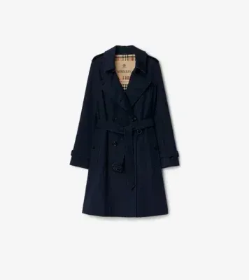 Mid-length Kensington Heritage Trench Coat in Coal blue - Women, Cotton Gabardine