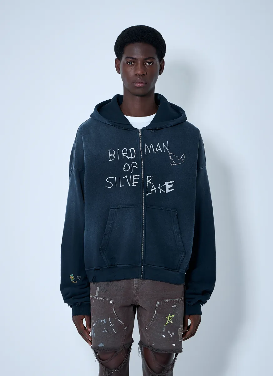 Distressed Hooded Sweatshirt