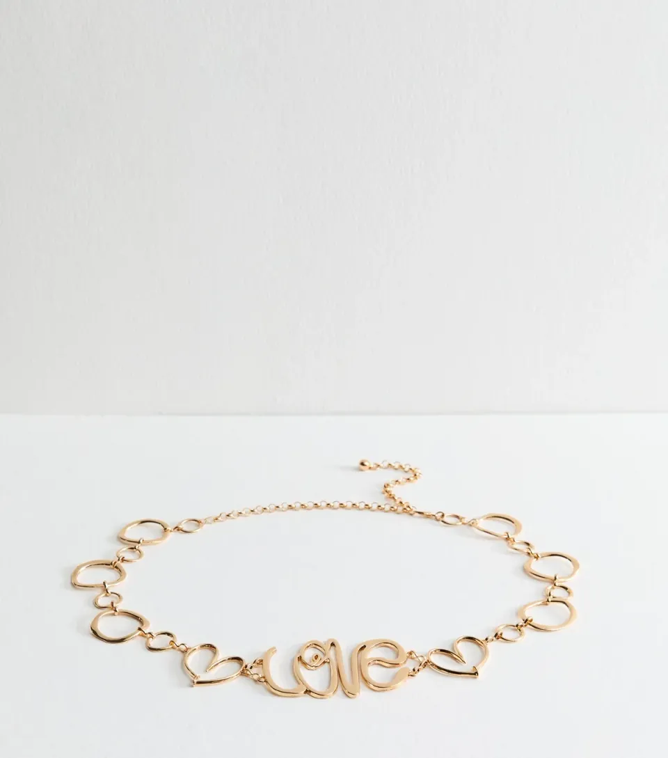 Gold Tone Love Chain Belt